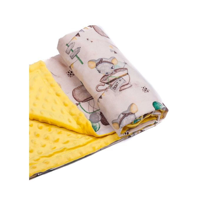 Pledas kūdikiui "Mouse" 100x75cm  geltonos spalvos