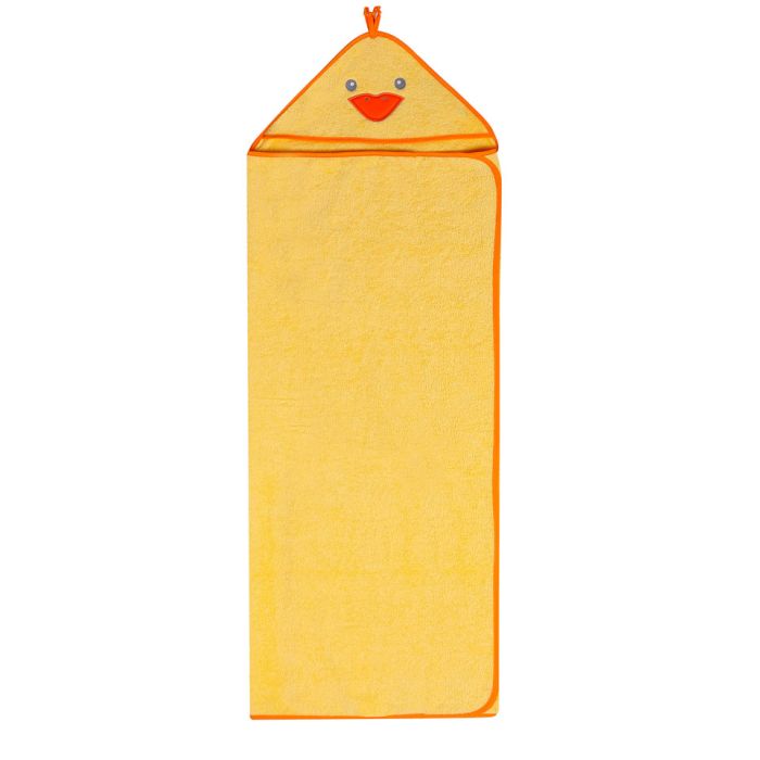 Rankšluostis kūdikiui "Duck" su gobtuvu 100x120cm geltonas