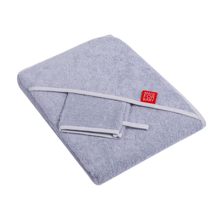 Rankšluostis kūdikiui su maudymo pirštyne "Blank" 80x80 cm pilkas
