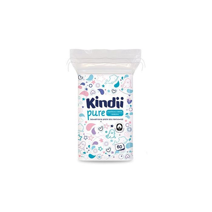 Kosmetiniai vatos lapeliai kūdikiams Kindii 60vnt 