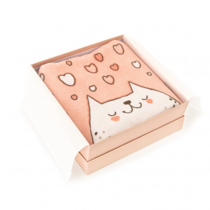 Minkštas veliūrinis pledas kūdikiui "CAT" 80x100 cm 