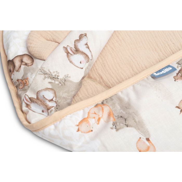 Muslino pledas automobilinei kėdutei "SOUL FRIENDS" 90x90 cm beige