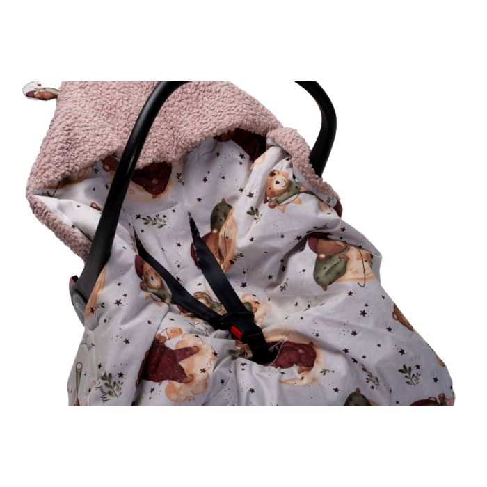 Pledas - vokelis automobilinei kėdutei "Blush teddy" 90x90 cm 