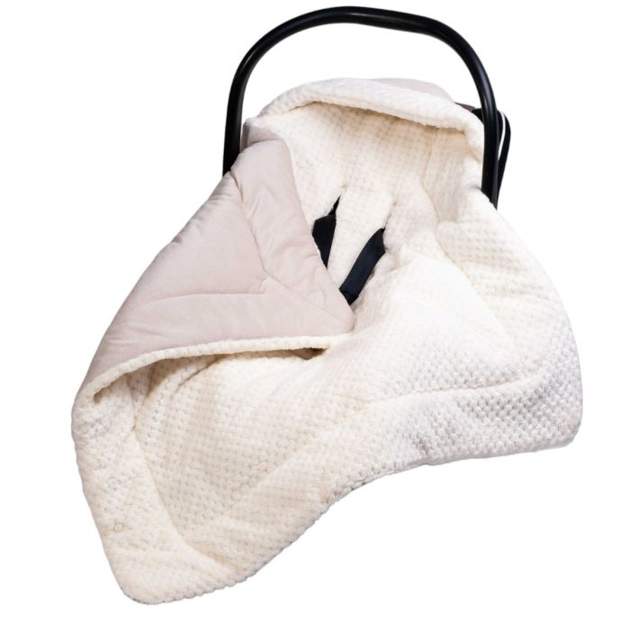 Pledas - vokelis automobilinei kėdutei "WARM VELVET" 80x80 cm smėlio spalvos