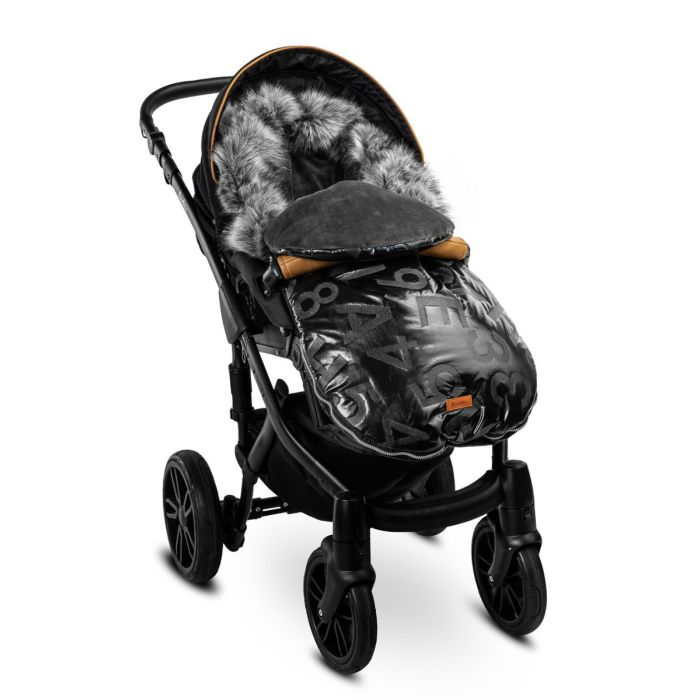 Šiltas miegmaišis - vokelis vežimėliui  "Aspen glamour" juodas