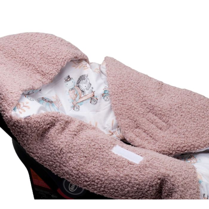 Pledas - vokelis automobilinei kėdutei "Blush zoo nugat" 90x90 cm 