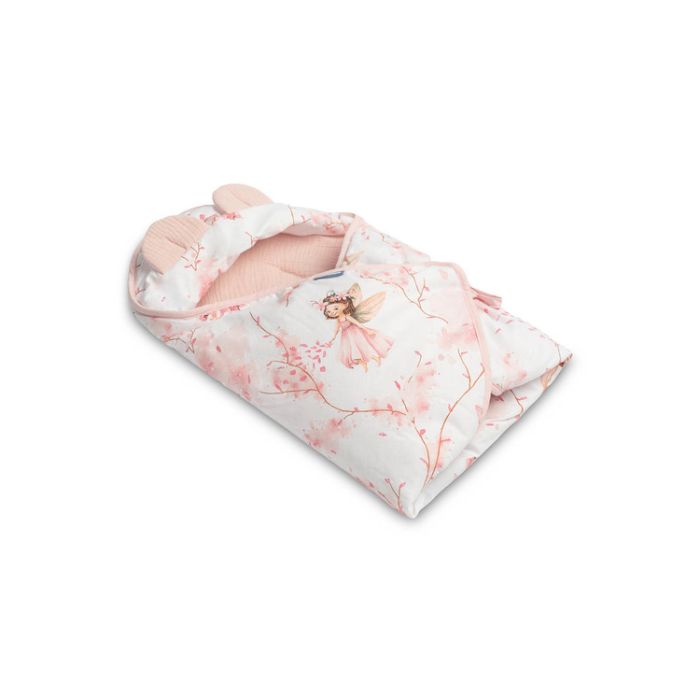 Muslino pledas automobilinei kėdutei "Fairies" 90x90 cm pink