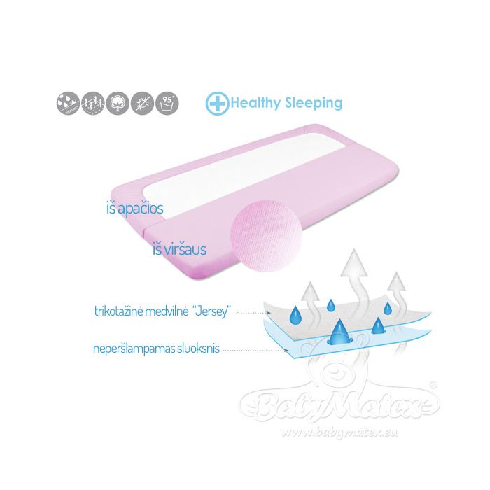 Neperšlampama paklodė su guma "Jersey" rоžinės sp.