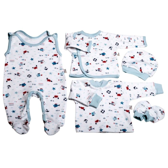 Kūdikio kraitelis - drabužėliai naujagimiui "Crabs iceberg" 5 dalių 