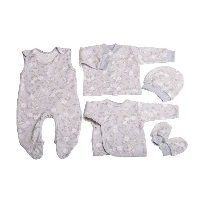 Kūdikio kraitelis - drabužėliai naujagimiui "Gentle story " 5 dalių pilkas