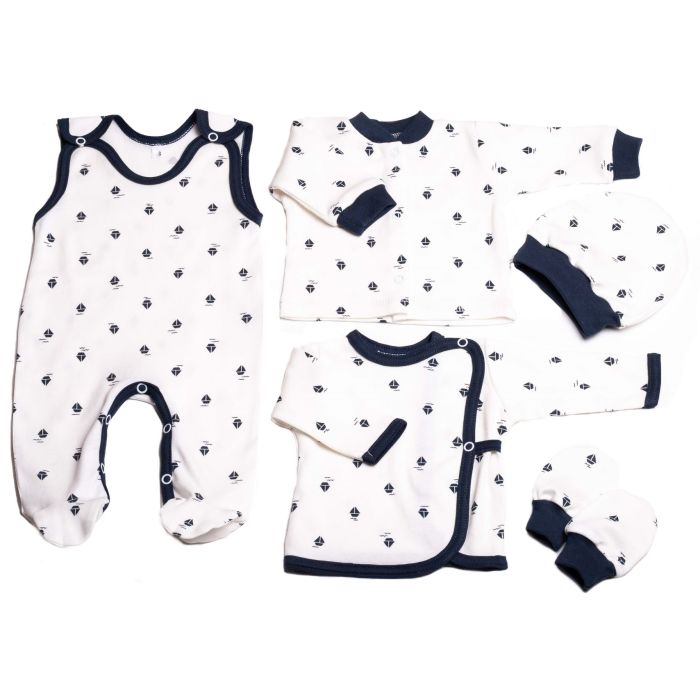 Kūdikio kraitelis - drabužėliai naujagimiui "Marine" 5 dalių 