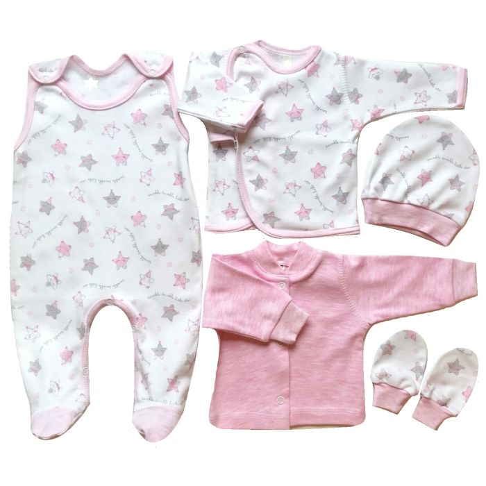 Kūdikio kraitelis - drabužėliai naujagimiui "Star" 5 dalių
