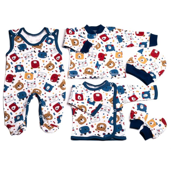 Kūdikio kraitelis - drabužėliai naujagimiui "Teddy navy" 5 dalių  out of stock