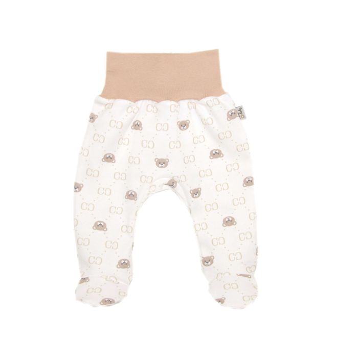 Kelnytės kūdikiui "Bear glamuor beige", baltos su pėdutėmis