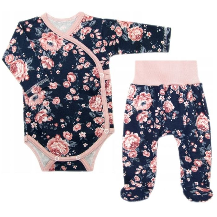 Drabužėliai kūdikiui "Flora navy" 2 dalių 