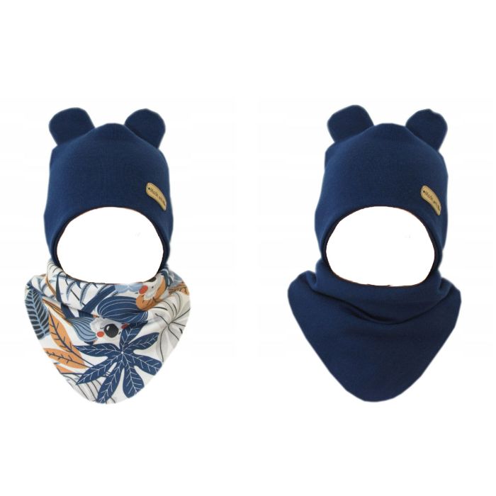 Kepurytė ir kaklaskarė kūdikiui "Love" - navy