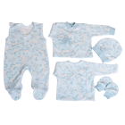 Kūdikio kraitelis - drabužėliai naujagimiui "Gentle story" 5 dalių melsvas