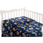 Patalynė kūdikiams 135x100 "GAZELA" viena pusė su stirniukais, kita su žaliais lapeliais.