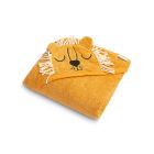 Rankšluostis kūdikiui "Lion" su gobtuvu 90X90 cm geltonas
