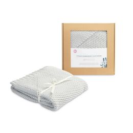 Megztas bambukinis pledukas kūdikiui "Baby" 90X85 cm pilkas