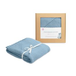 Megztas bambukinis pledukas kūdikiui "Baby" 90X85 cm melsvas