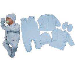 Kūdikio kraitelis - drabužėliai naujagimiui "Blank baby blue" 5 dalių