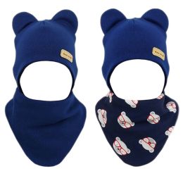 Kepurytė ir kaklaskarė kūdikiui "Navy teddy"