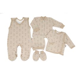 Kūdikio kraitelis - drabužėliai naujagimiui "Fox beige" 5 dalių