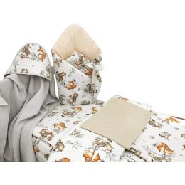 6 dalių kraitelis kūdikiui "Forest family beige"