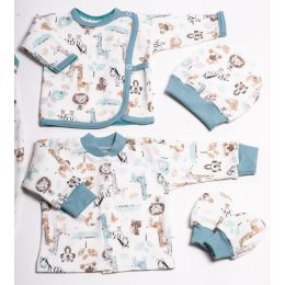 Kūdikio kraitelis - drabužėliai naujagimiui "Jungle iceberg" 5 dalių 