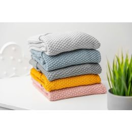 Megztas bambukinis pledukas kūdikiui "Baby" 90X85 cm pilkas