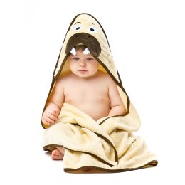 3D Rankšluostis kūdikiui "Seal" su gobtuvu 100x100cm "frotte" bež.sp.