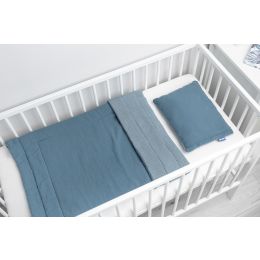 Muslino ir megztos medvilnės pledukas ir pagalvė kūdikiui "Luxury"