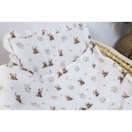 Muslino komplektas kūdikiui "Little bears" pledas 70x80 cm ir pagalvė 35x25 cm 