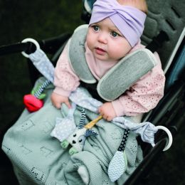 Megztas bambukinis pledukas kūdikiui "Love U" 75x100 cm melsvas