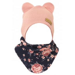 Kepurytė ir kaklaskarė kūdikiui "Love" - Navy flora