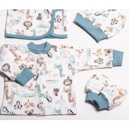 Kūdikio kraitelis - drabužėliai naujagimiui "Jungle iceberg" 5 dalių 