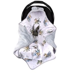 Pledas vokelis automobilinei kėdutei 80x80 cm "Bear pilot" pilkas