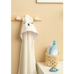 3D Rankšluostis kūdikiui "White bear" su gobtuvu 100x100cm "frotte" 