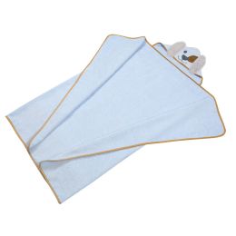 Rankšluostis kūdikiui "Dog" su gobtuvu 100x120cm melsvas