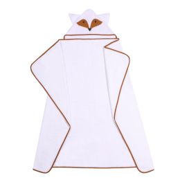 Rankšluostis kūdikiui "FOX" su gobtuvu 100x120cm baltas