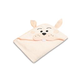 Rankšluostis kūdikiui 3D "Funny Bunny" su gobtuvu 100x100cm "frotte" rožinis