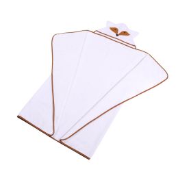 Rankšluostis kūdikiui "FOX" su gobtuvu 100x120cm baltas