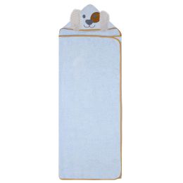 Rankšluostis kūdikiui "Dog" su gobtuvu 100x120cm melsvas