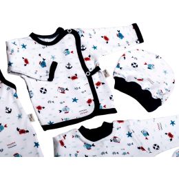 Kūdikio kraitelis - drabužėliai naujagimiui "Crabs navy" 5 dalių 