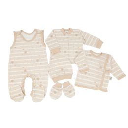 Kūdikio kraitelis - drabužėliai naujagimiui "Galaxy ecru" 5 dalių