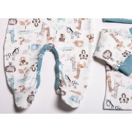 Kūdikio kraitelis - drabužėliai naujagimiui "Jungle iceberg" 5 dalių 