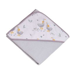Rankšluostis kūdikiui "Golden goose grey" su gobtuvu 80x80 cm 