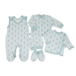 Kūdikio kraitelis - drabužėliai naujagimiui "Fox" 5 dalių melsvos spalvos